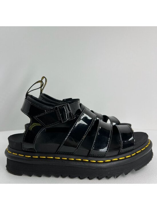 Dr. Martens Shoes - Dr. Martens Blaire Patent Leather Platform Sandals US 8 Adjustable Strappy Black